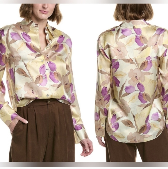 Vince Relaxed fit 100% silk magnolia blouse - Picture 2 of 4